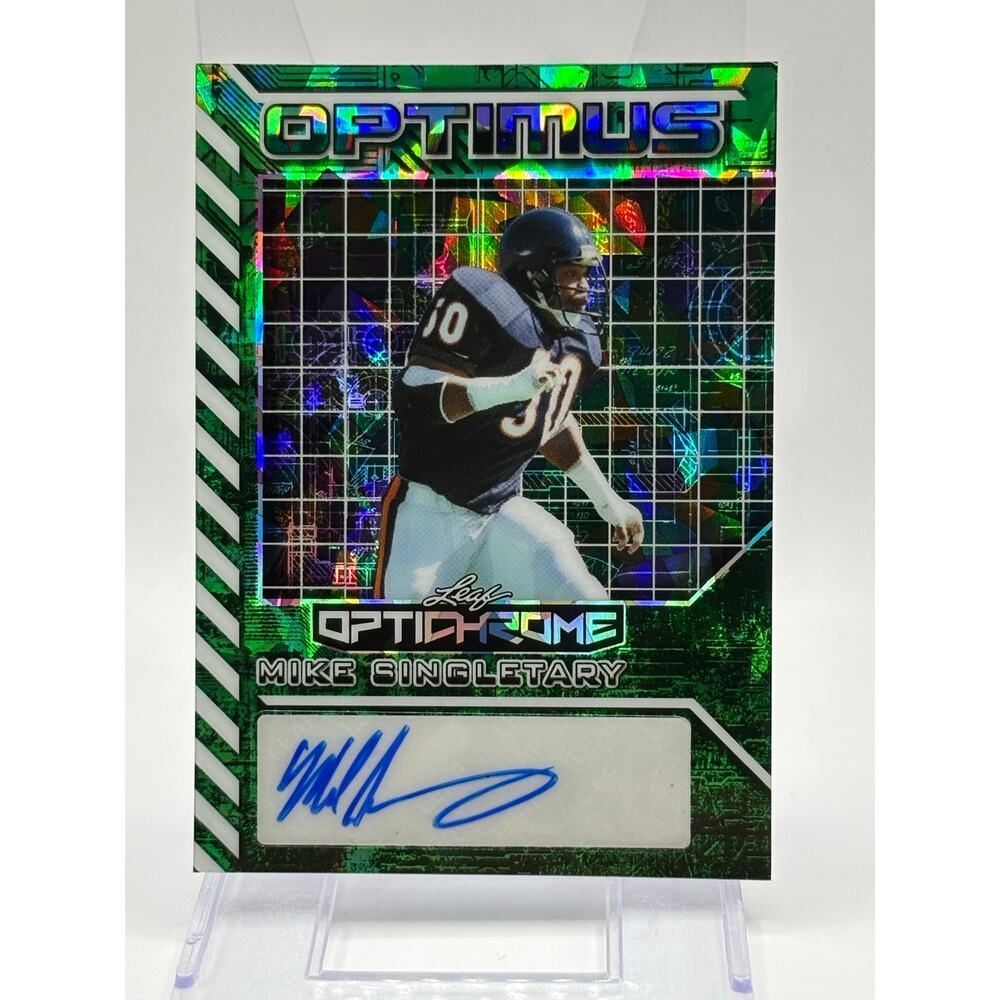 2025 Leaf Optichrome Mike Singletary Optimus Green Crystal Auto 1/1 SSP Bears